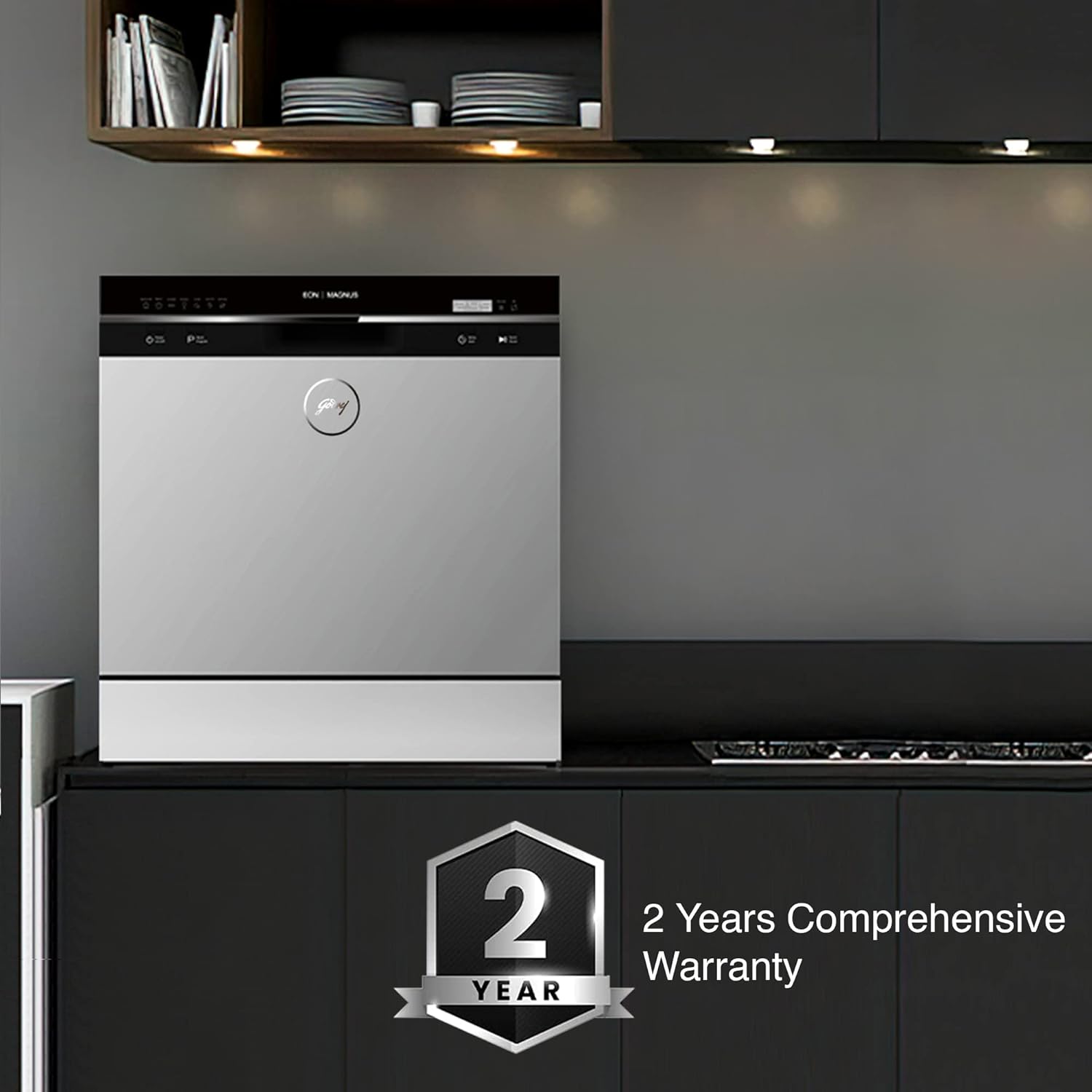 "Godrej Eon Dishwasher with 8 Place Setting - Compact & Energy Efficient"