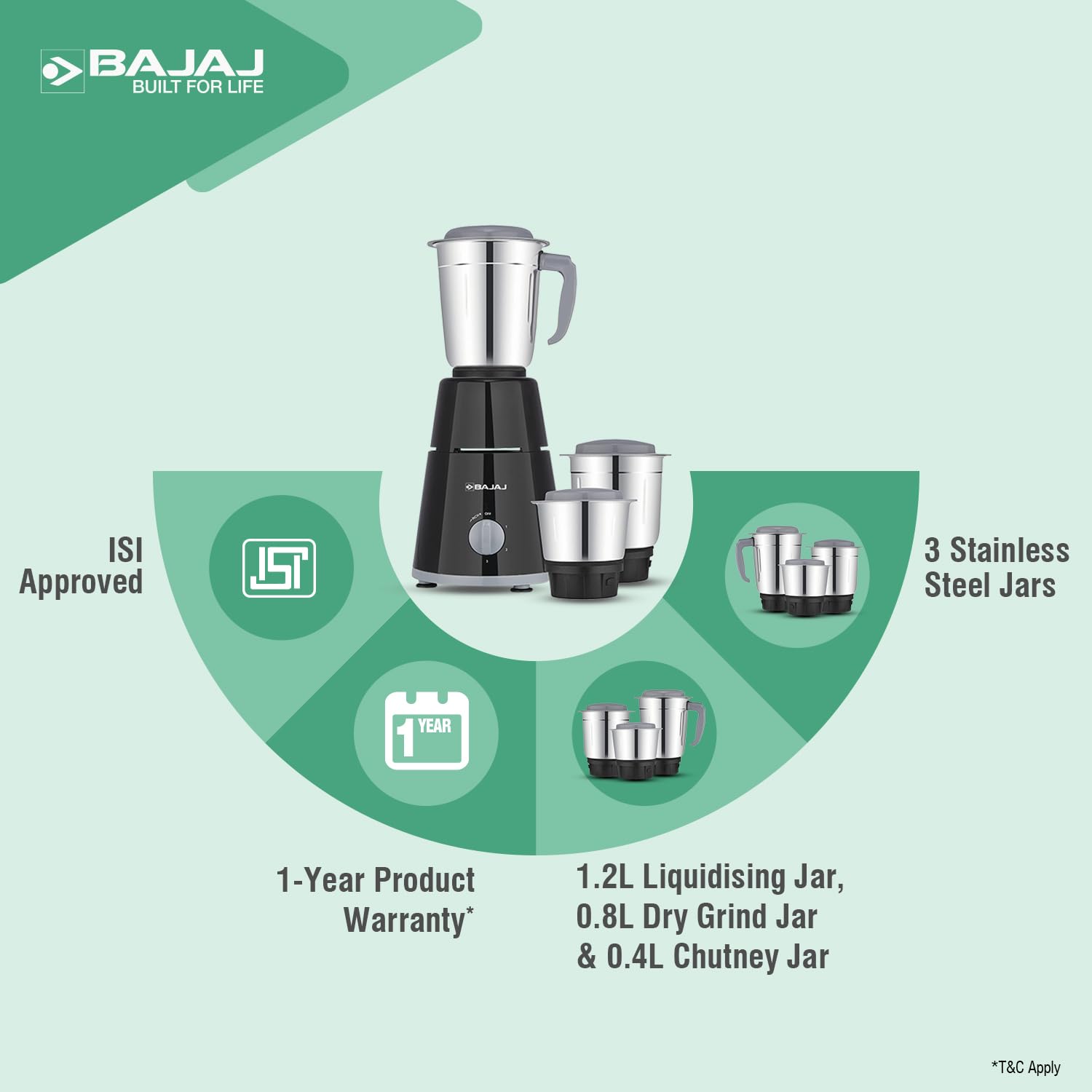 Bajaj GX-1 Mixer Grinder 500 W