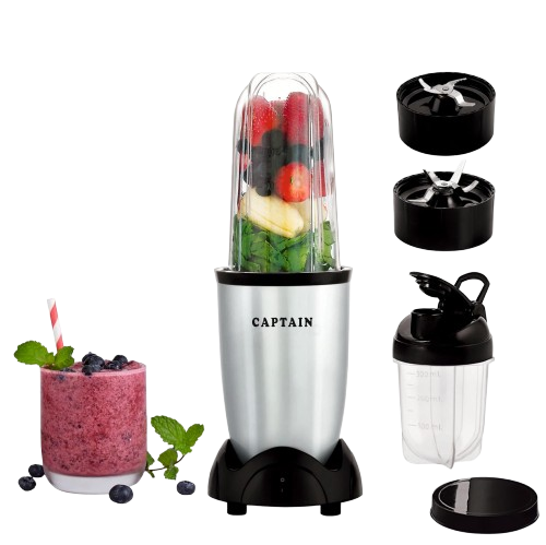 Captain Nutri Blender 500W - Copper (2 Jars & 2 Blades, Silver)