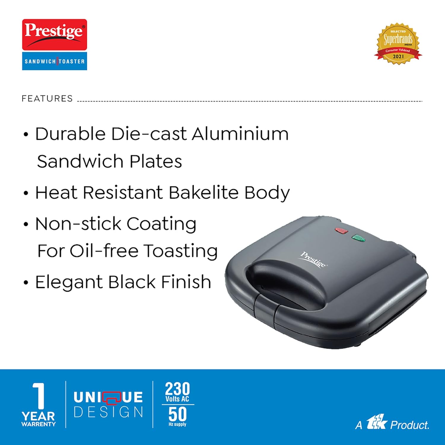 Prestige PGMFB 800 Watt Grill Sandwich Toaster