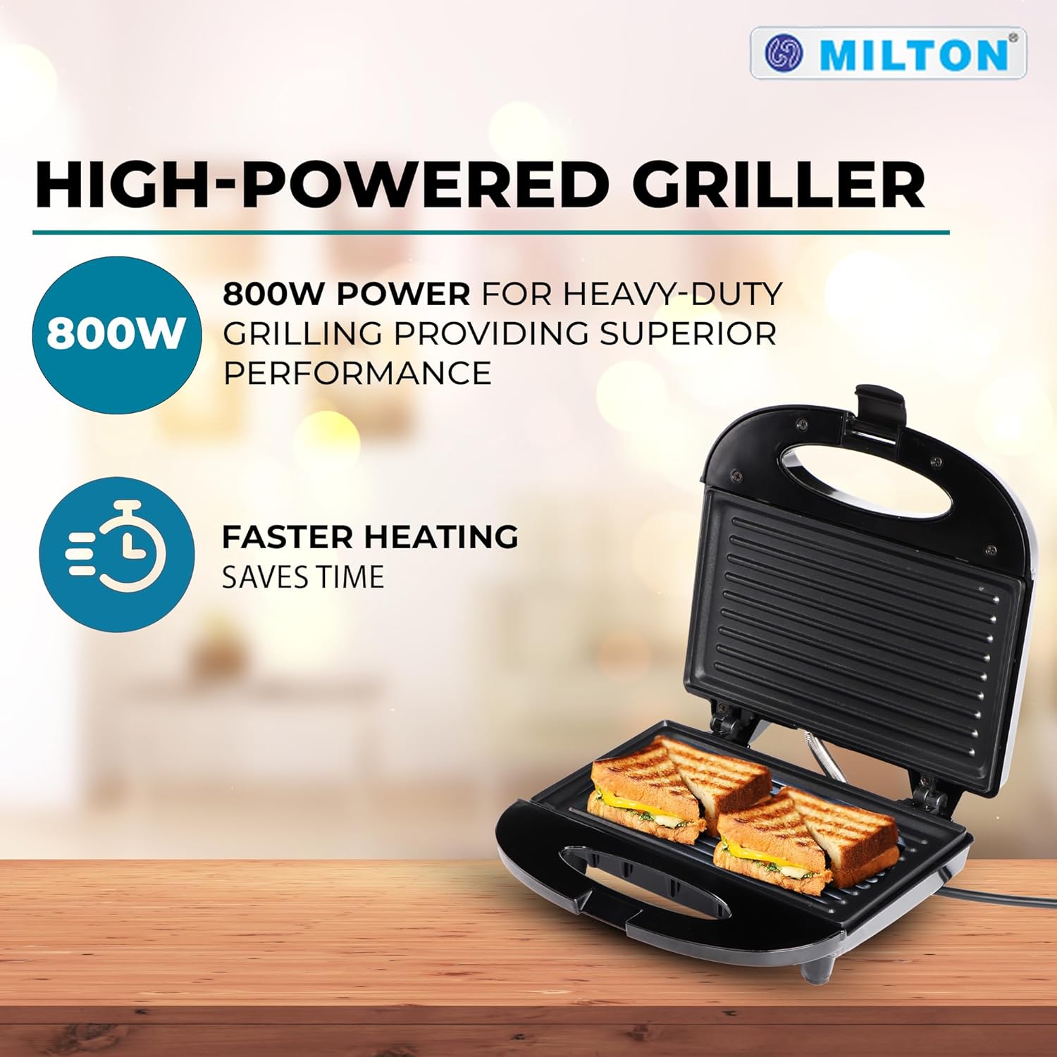 MILTON Express 800 Watt Grill Sandwich Maker