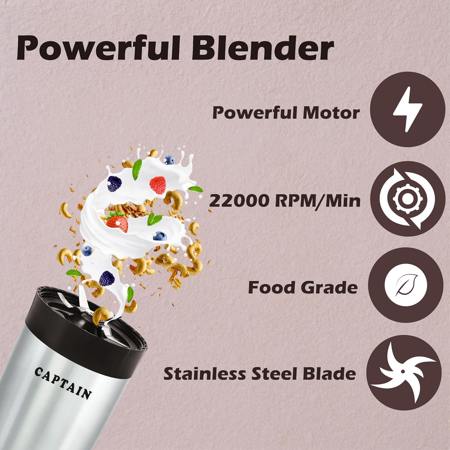 Captain Nutri Blender 500W - Copper ,2 Jar